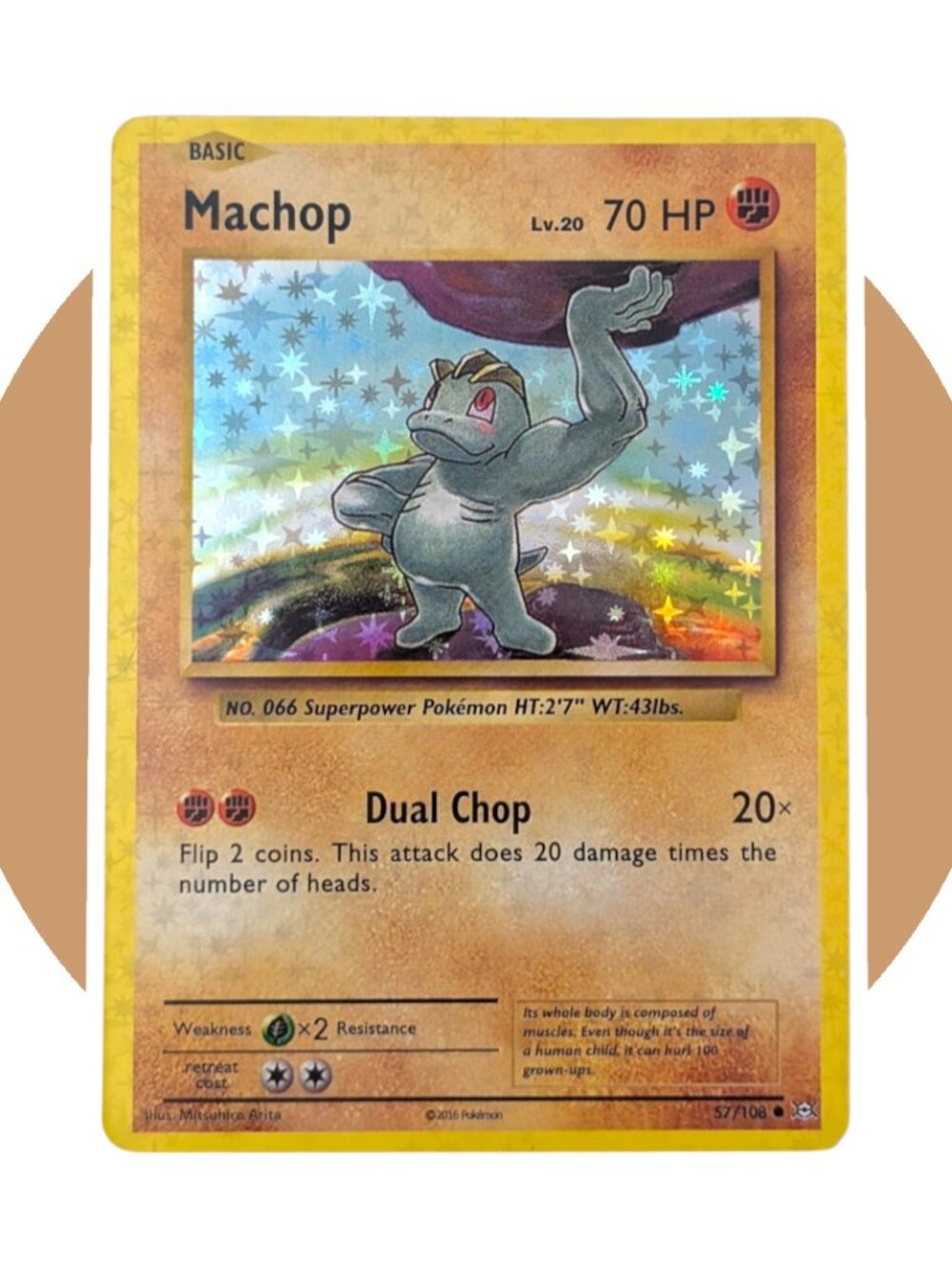 Novelty Pokemon Art Card (A53): Machop 57/108 Holo, Mitsuhiro Arita